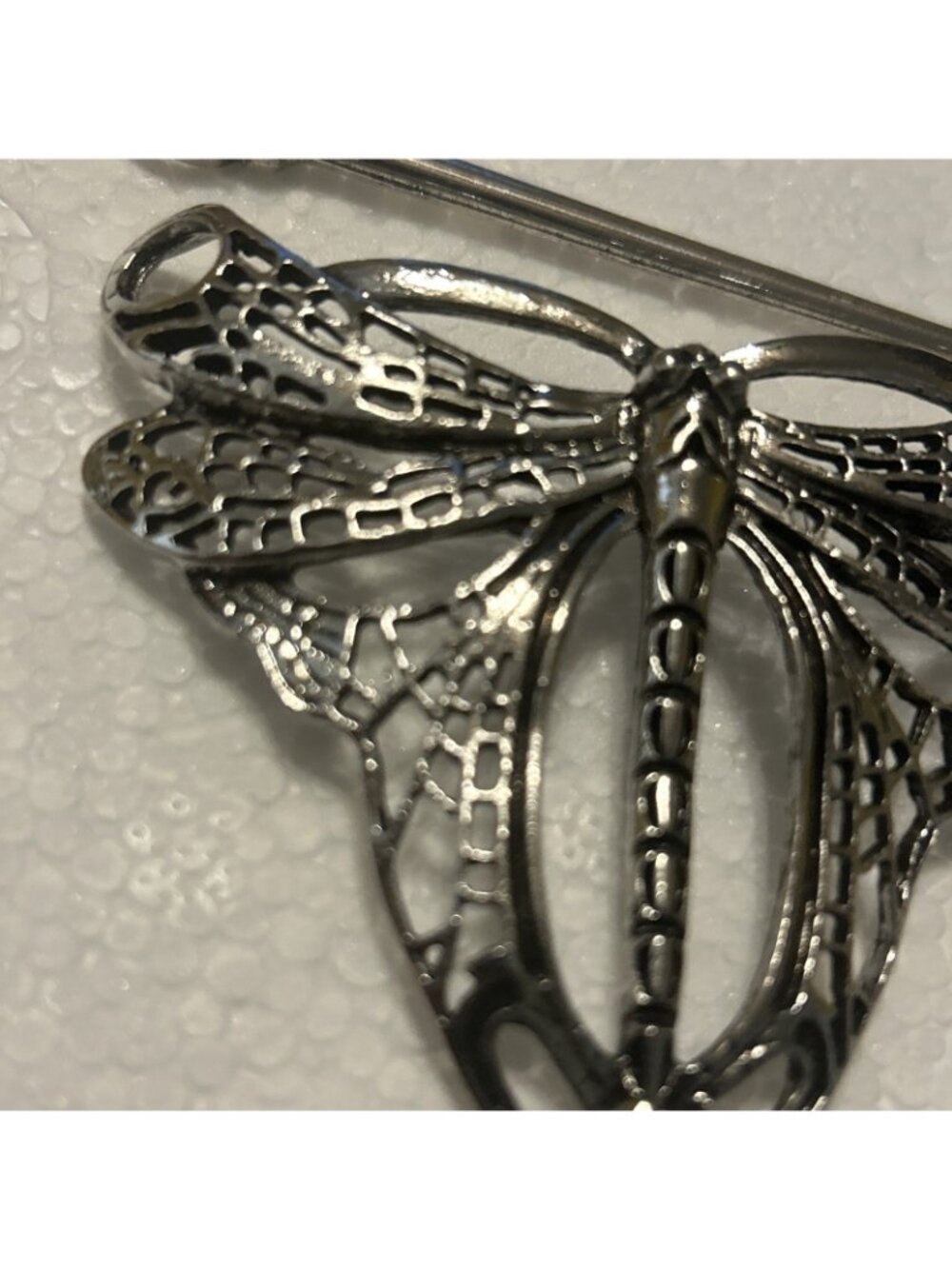 Dragon Fly Hair Pin Silver Tone Approximately 3” W/ Pin Holder - Picture 4 of 11